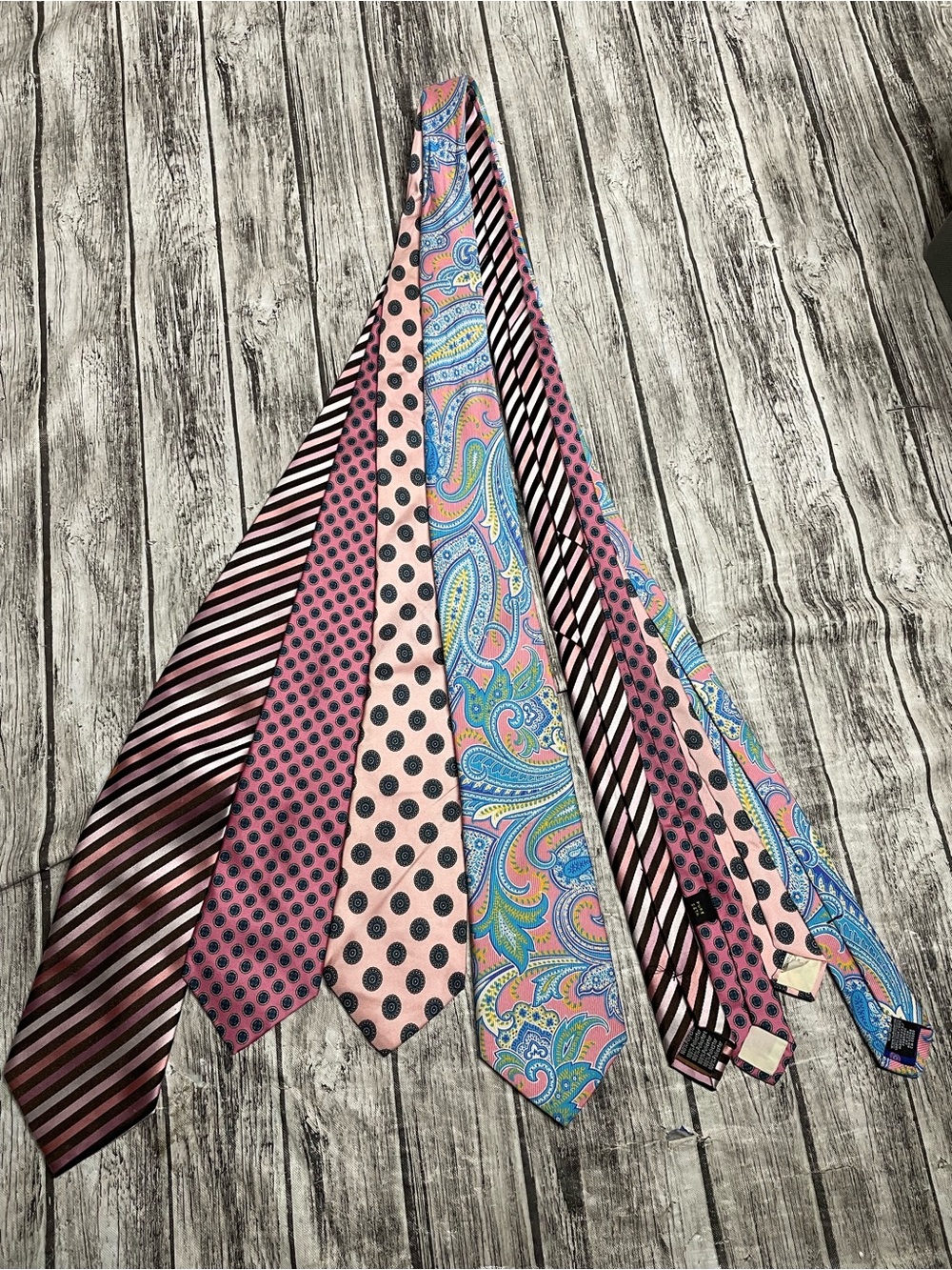 Lot of 4 Pink Themed Ties Various Brands Great Condition Tote Purse